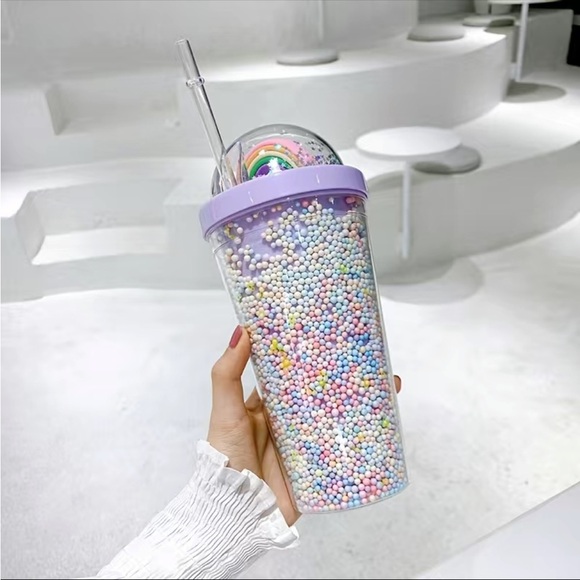 🌈 Kawaii Cute Rainbow & Cat Ear Tumbler
Cups With Straw & Lid - Picture 2 of 16